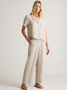 Quince European Linen Drawstring Pants in Natural Beige